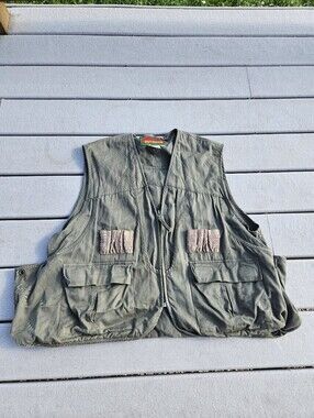 Vintage Avid Outdoor Field Vest Men L Green Utility Shooting Hunting Pockets